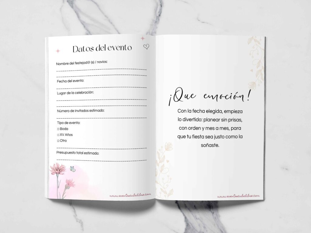 plantilla para planear boda y eventos