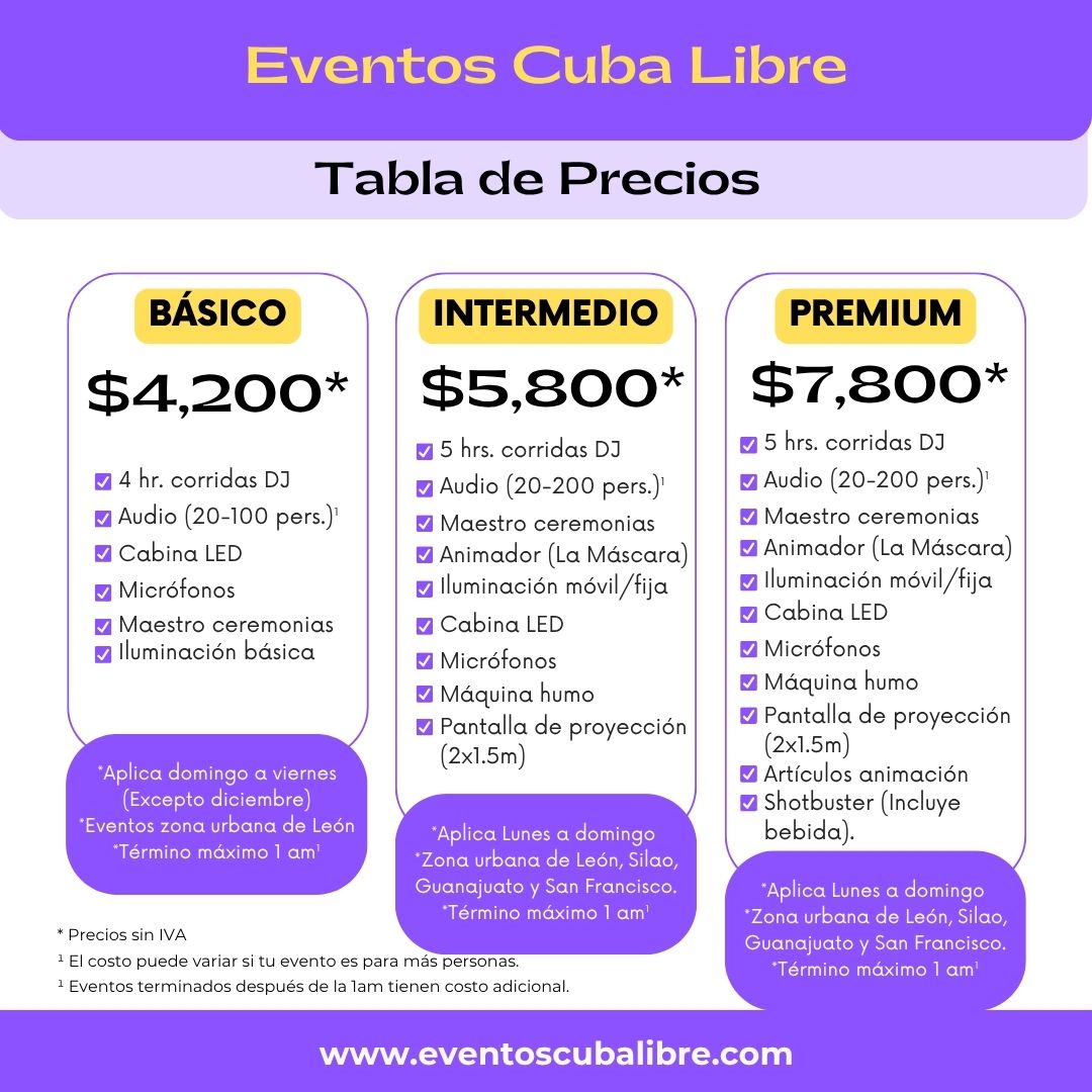 Precios paquetes DJ León Guanajuato